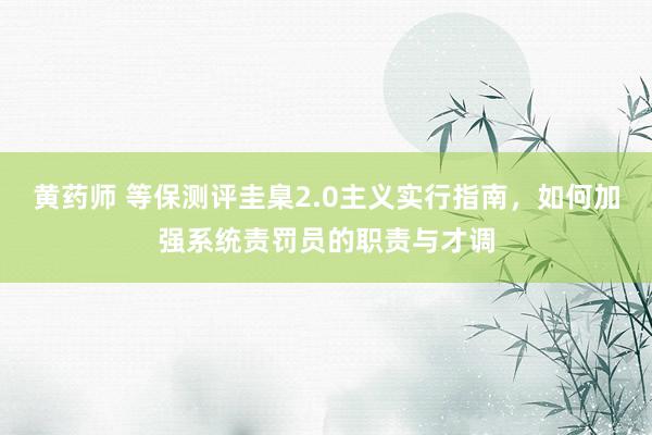 黄药师 等保测评圭臬2.0主义实行指南，如何加强系统责罚员的职责与才调