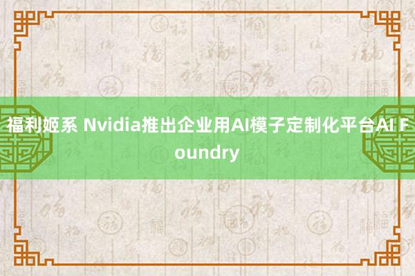 福利姬系 Nvidia推出企业用AI模子定制化平台AI Foundry