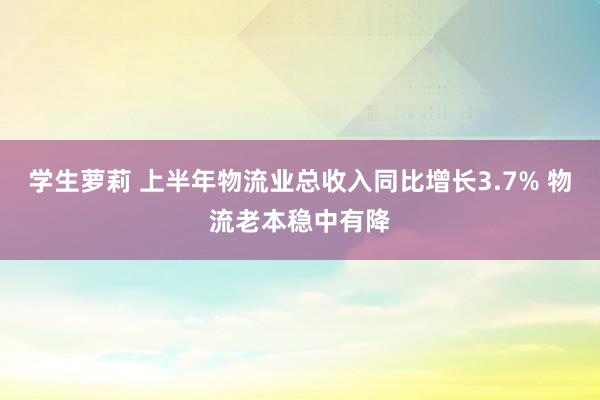 学生萝莉 上半年物流业总收入同比增长3.7% 物流老本稳中有降