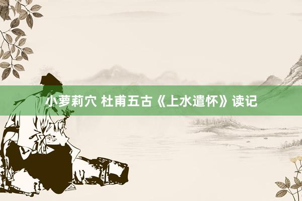 小萝莉穴 杜甫五古《上水遣怀》读记