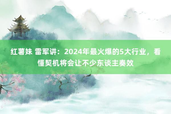 红薯妹 雷军讲：2024年最火爆的5大行业，看懂契机将会让不少东谈主奏效