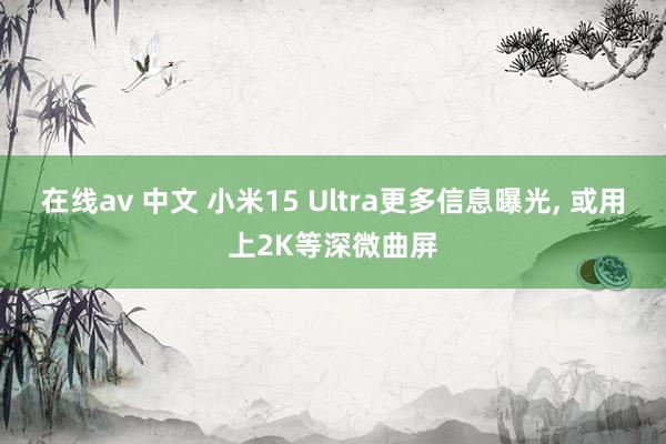 在线av 中文 小米15 Ultra更多信息曝光, 或用上2K等深微曲屏