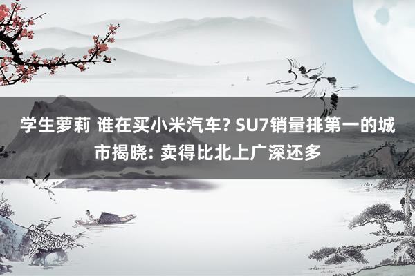 学生萝莉 谁在买小米汽车? SU7销量排第一的城市揭晓: 卖得比北上广深还多