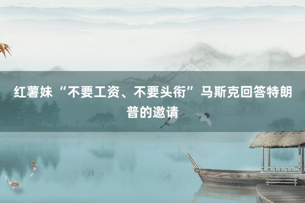 红薯妹 “不要工资、不要头衔” 马斯克回答特朗普的邀请